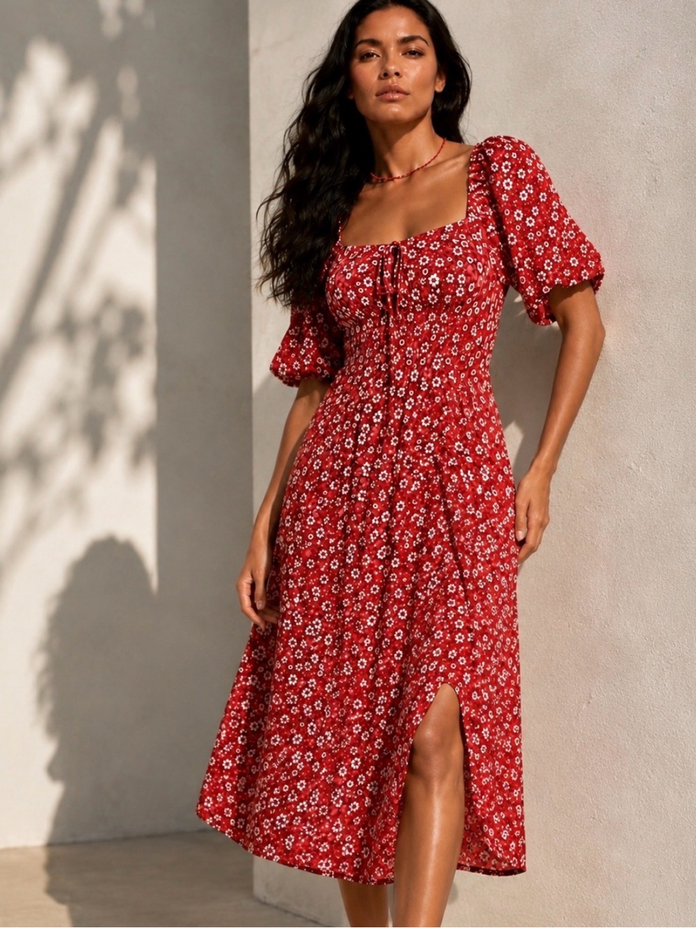 REVOLVE Faithfull the Brand Lennox Red Floral Midi Dress Size 6